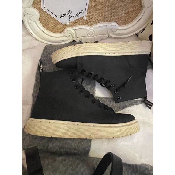 Black doc martins combat/work boots lace up men 6m women 8m street club - Picture 2 of 9